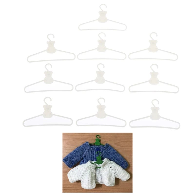 10Pcs/Lot Cute Mini Plastic Hangers Coat Dress Dolls Accessories For Doll Wardrobe Dress Clothes Dollhouse Toy doll accessories doll clothes accessories plush doll accessories