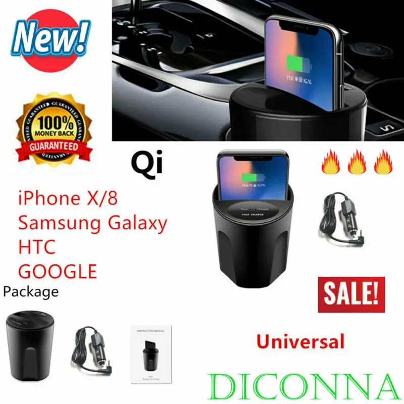 

Car Cup Wireless Charging Transmitter Wireless Cup Phone Mount Charger USB Car Charging for Iphone Samsung GOOGLE