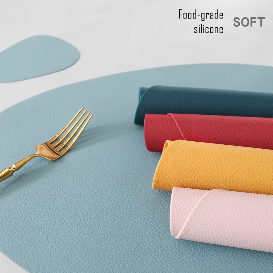 Waterproof Silicone Placemat Table Mat Set Heat Insulation Non-Slip Tableware Pad Washable Bowl Cup Coaster Home Decoration 2021