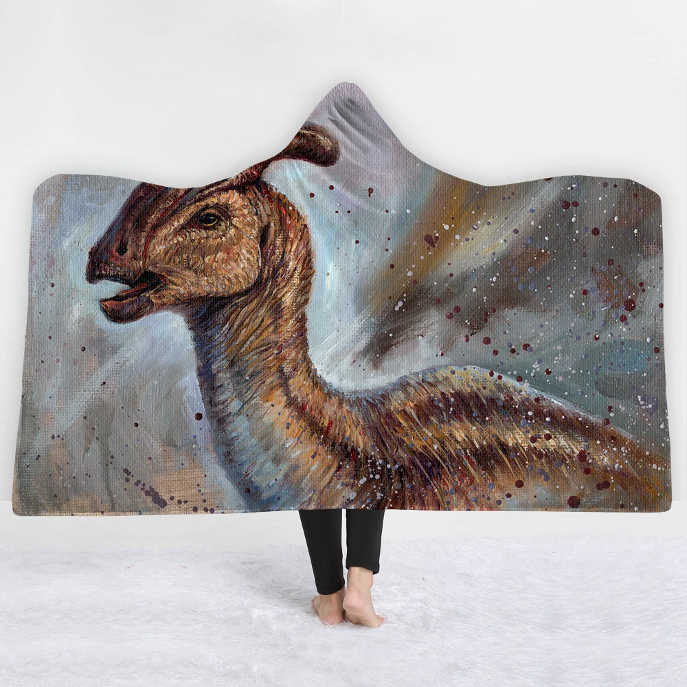 Одеяло с капюшоном и динозавром из мультфильма для детей, Модный зимний теплый мягкий плюшевый конверт с капюшоном для взрослых, 130*150 см/150*200 см - Цвет: 9
