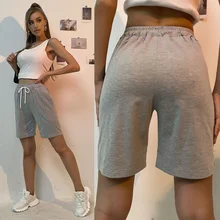 Pantalones cortos Capris con cordones para mujer, informales, de Color sólido, a la moda, para verano, 2021