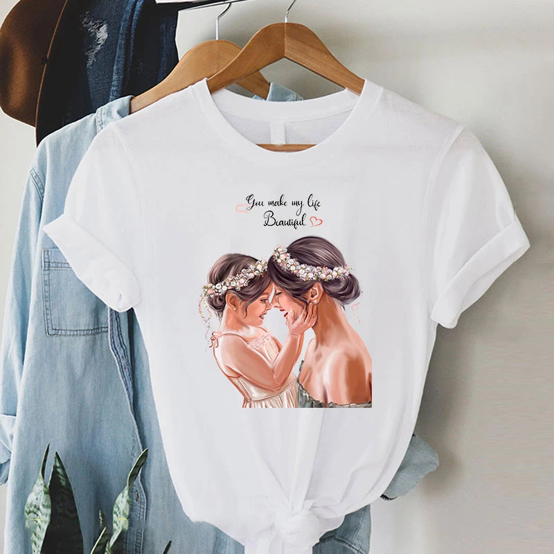 Camiseta con estampado para madre e hija, cortas para mujer, a la para Súper Mamá, ropa para mujer 2021|Camisetas| AliExpress