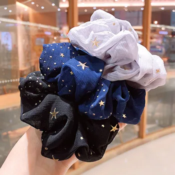 

2020 New Spring Women Print Star Soft Elastic Hair Bands Ponytail Holder Scrunchie Headband Rubber Band Fashion Hair Accessories