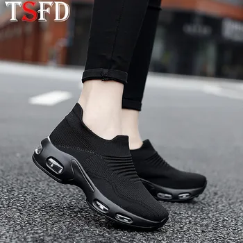 

Mesh Sport Shoe Men Platform Sneakers for Sports Slip-on Shoe Sport Shoes Men Plus Size Running Shoe Black Low Top Air Shoes V2