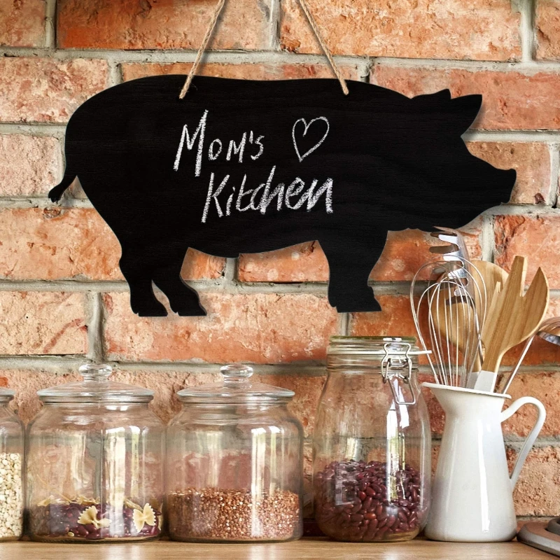 1PcRustic Farmhouse Chalkboard Animal Cow Horse Chicken Pig Wood Western Home Decor Message Farmhouse Kitchen Chalkboard