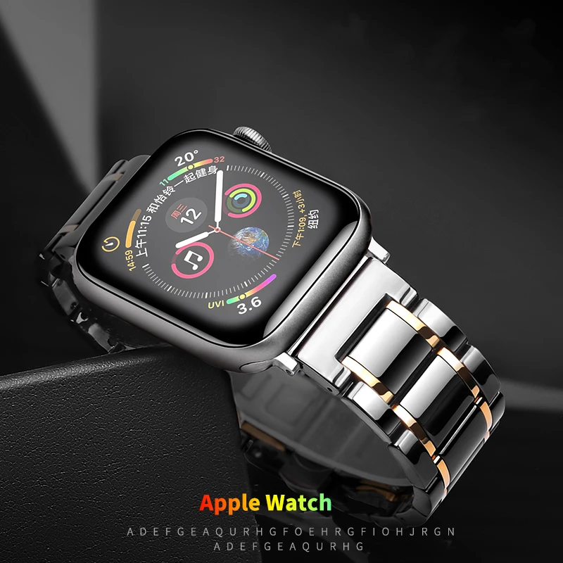 Керамический ремешок для Apple Watch 5 44 мм 40 роскошный браслет из нержавеющей стали