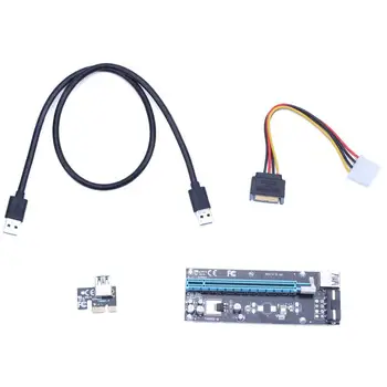 

Right Interface PCIe PCI-E PCI Express Riser Card 1x to 16x USB 3.0 Data Cable with SATA 15 Male to 4pin power cable Black