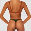 Vintage Retro Bikini Patchwork Swimsuit Thong Brazilian Sexy Swimwear Female 2022 New Summer Micro V-bar Green Bathing Suits ► Photo 2/6