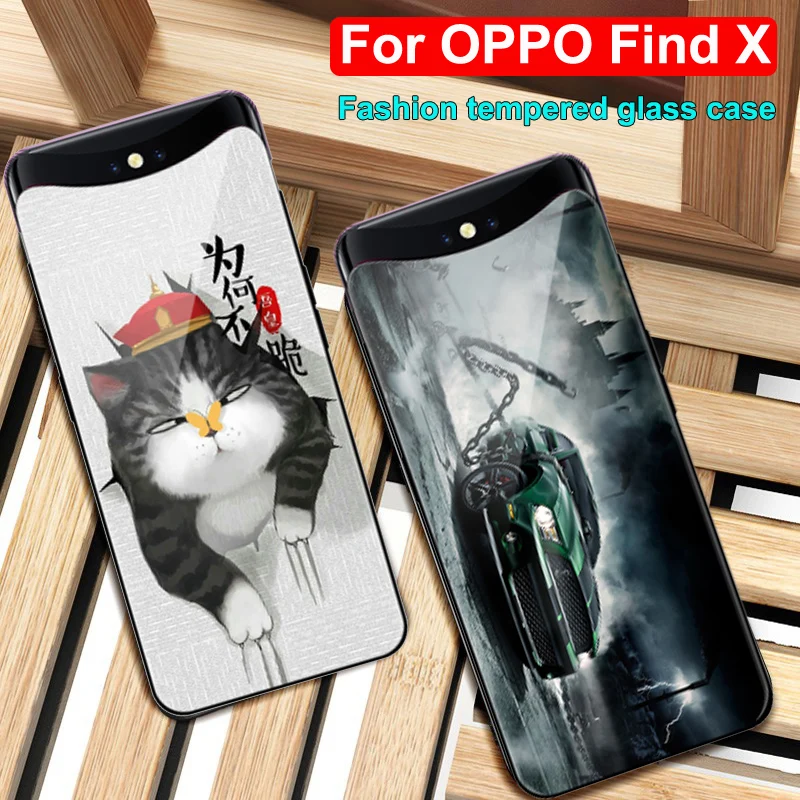 Для OPPO find X case PAFM00 звездное небо закаленное стекло+ края из ТПУ Жесткий чехол для OPPO FindX чехол найти X чехол на корпус телефона