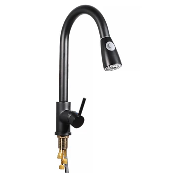 

Black Brass Rotating Pull Out Faucet Tap 360Degree Mixer Taps Faucet Hot Cold Water Swivel Spout Spray Faucet Bath Kitchen Hardw