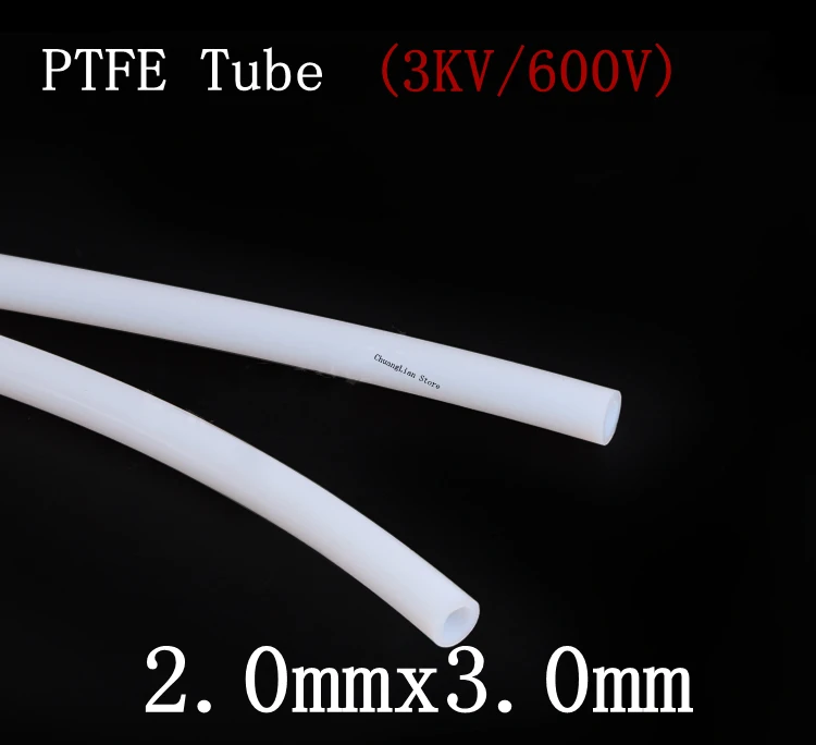 

PTFE Tube ID 2mm x 3mm OD F46 Insulated Capillary Heat Protect Transmit Hose Rigid Pipe Temperature Corrosion Resistance 600V