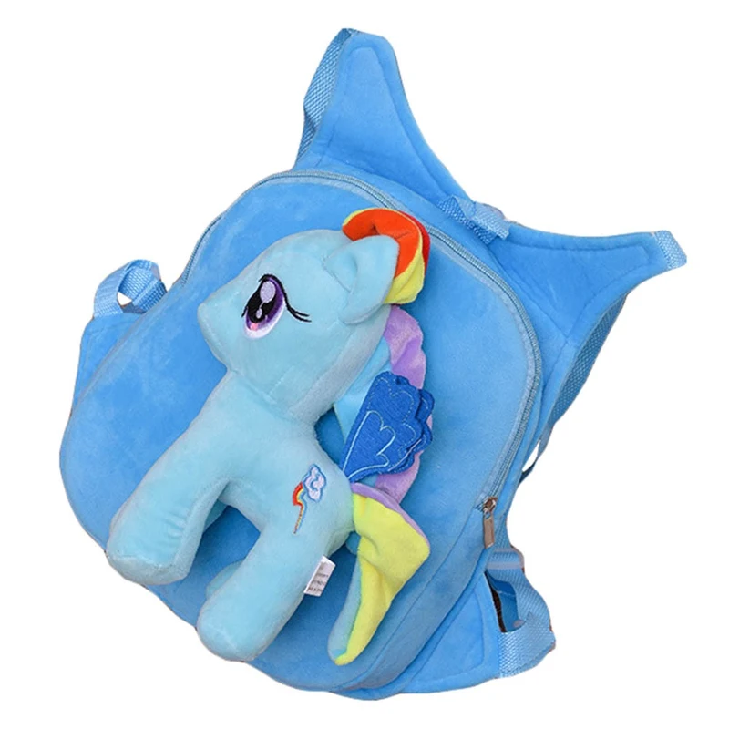 Милый мягкий Детский плюшевый рюкзак с рисунком пони, плюшевая игрушка для дошкольников, сумка для малышей, подарок для детей, 1 шт - Цвет: BL