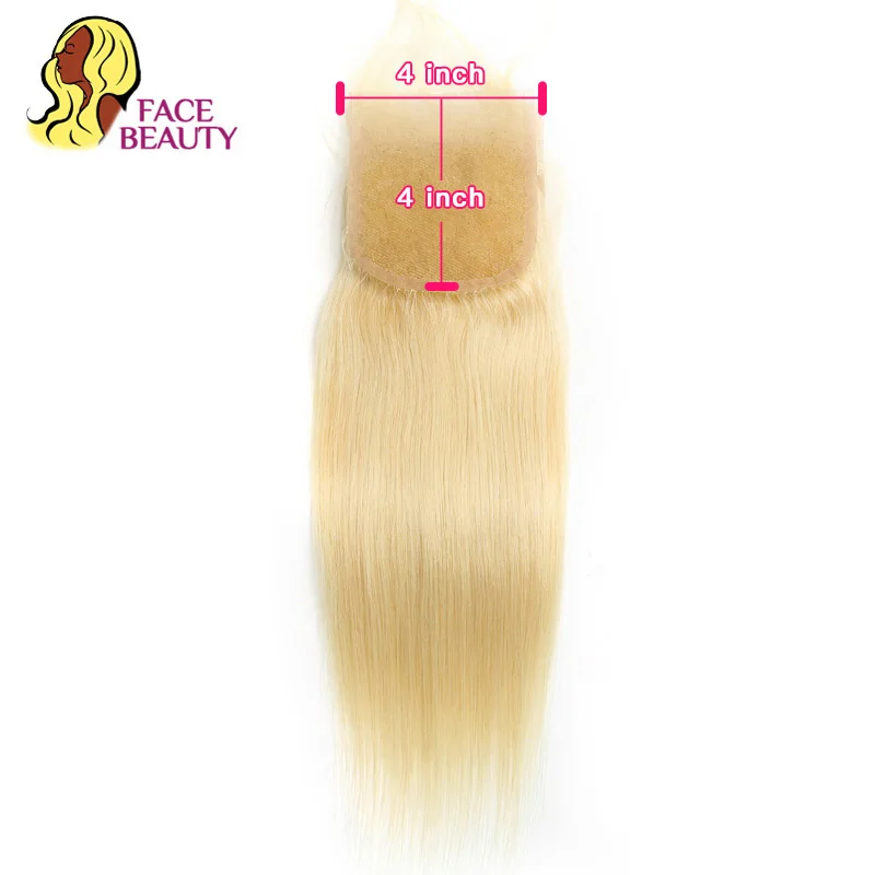 Facebeauty 5x5 бразильские Прямые Человеческие волосы Remy чистый 613 медовый блонд