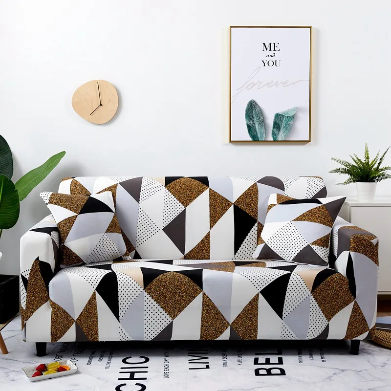 Geometric Stretch Sofa Cover Elastic Stretch Tight Wrap All-inclusive Non-slip Corner Sofa Towel Couch Cover Furniture Slipcover