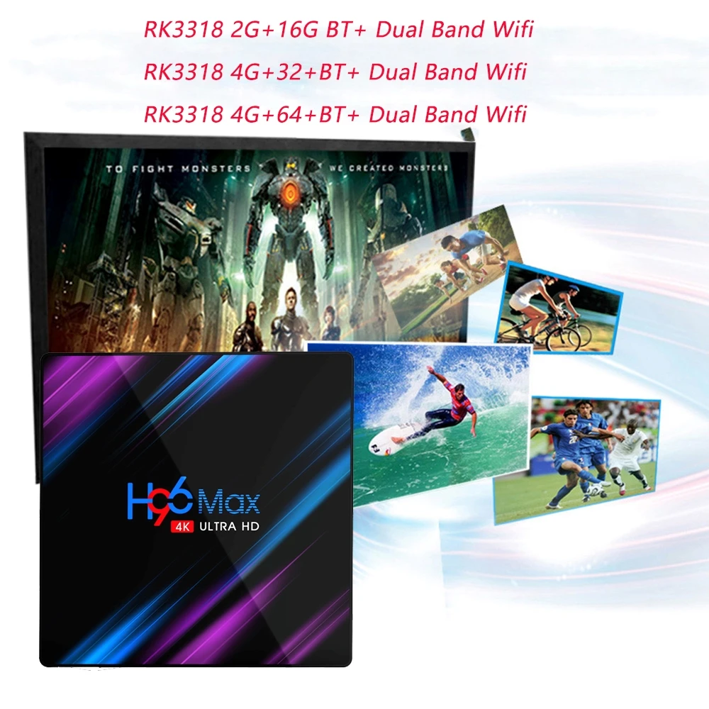H96 MAX Smart tv Box Android 9,0 4 Гб ОЗУ 32 ГБ/64 Гб ПЗУ Rockchip RK3328 4 к H.265 USB3.0 2,4 ГГц WiFi IP tv подписка