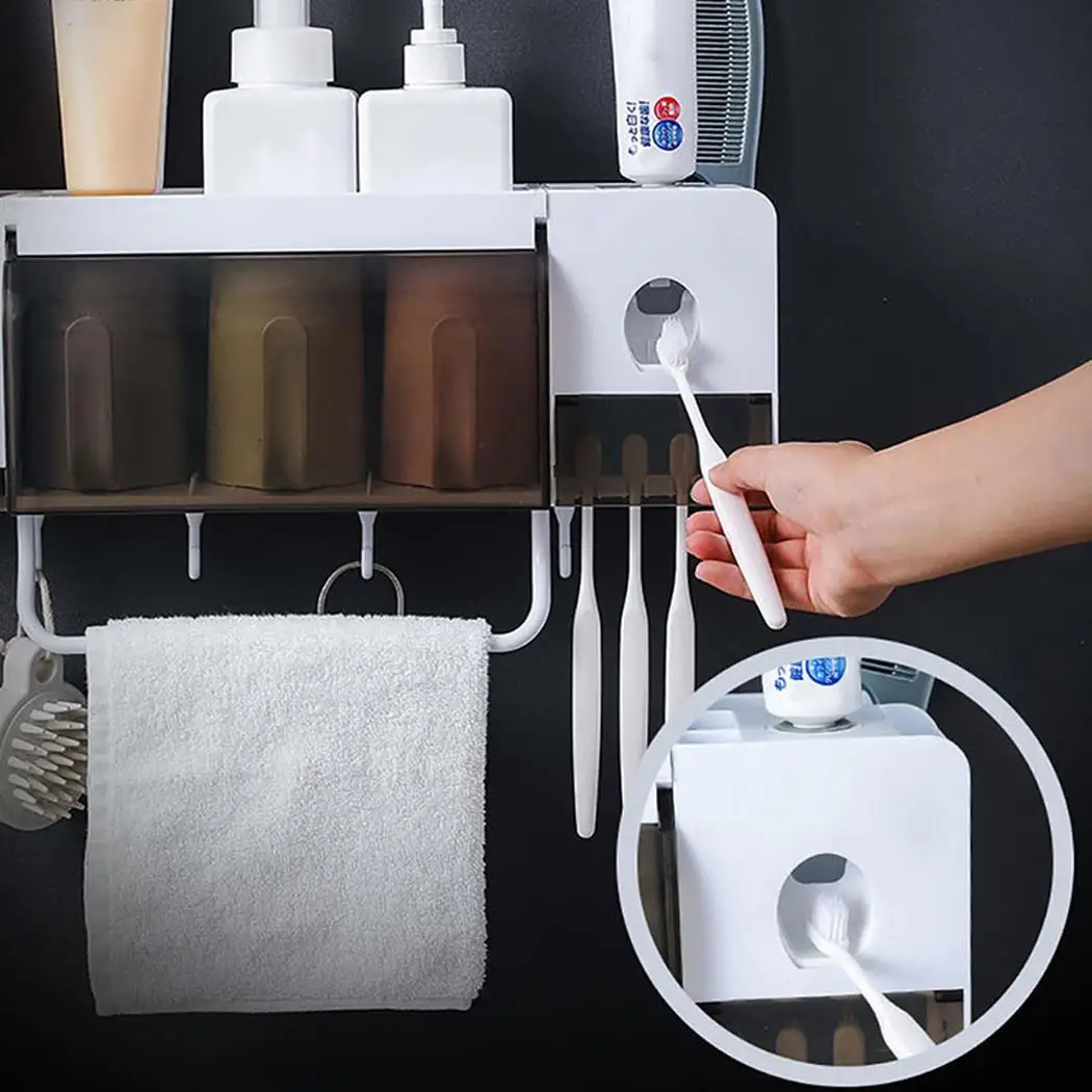 Домашний держатель зубных щеток для ванной дисперсер для зубной пасты набор для хранения 2 чашки, 3 чашки, 4 чашки набор коробка