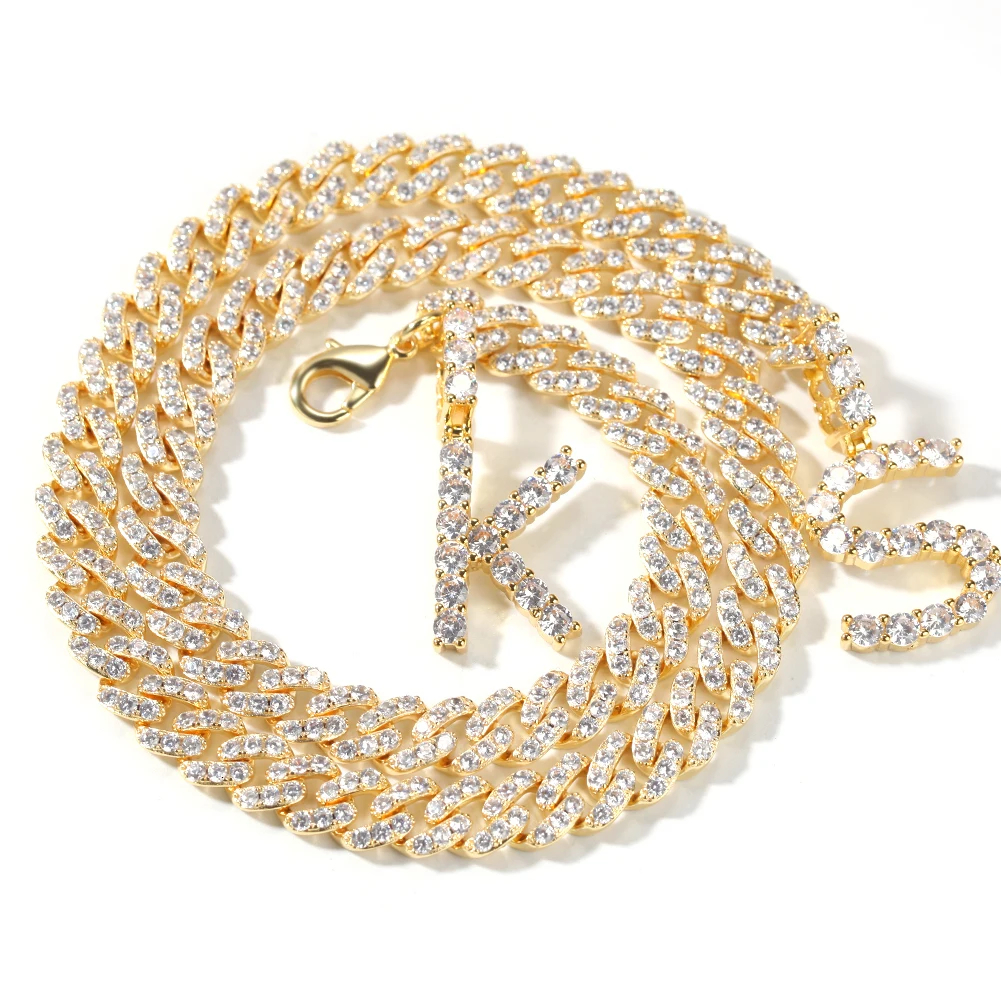 BLING KING 9 мм Micro Pave Iced CZ кубинское звено с одним рядом цепочки букв золотой цвет Роскошные Bling ювелирные изделия мода