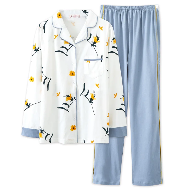 Весенне-осенняя одежда для беременных из чистого хлопка; Повседневный пижамный комплект для кормления грудью; зимний теплый пижамный комплект с длинными рукавами для беременных - Цвет: CYT 9hao 1901