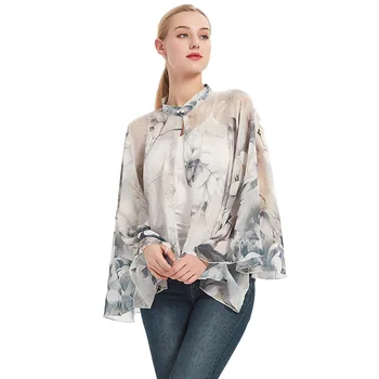 

Women Summer Scarf Printing Flower Fashion Chiffon Sunscreen Shawls Sun Driving Wraps