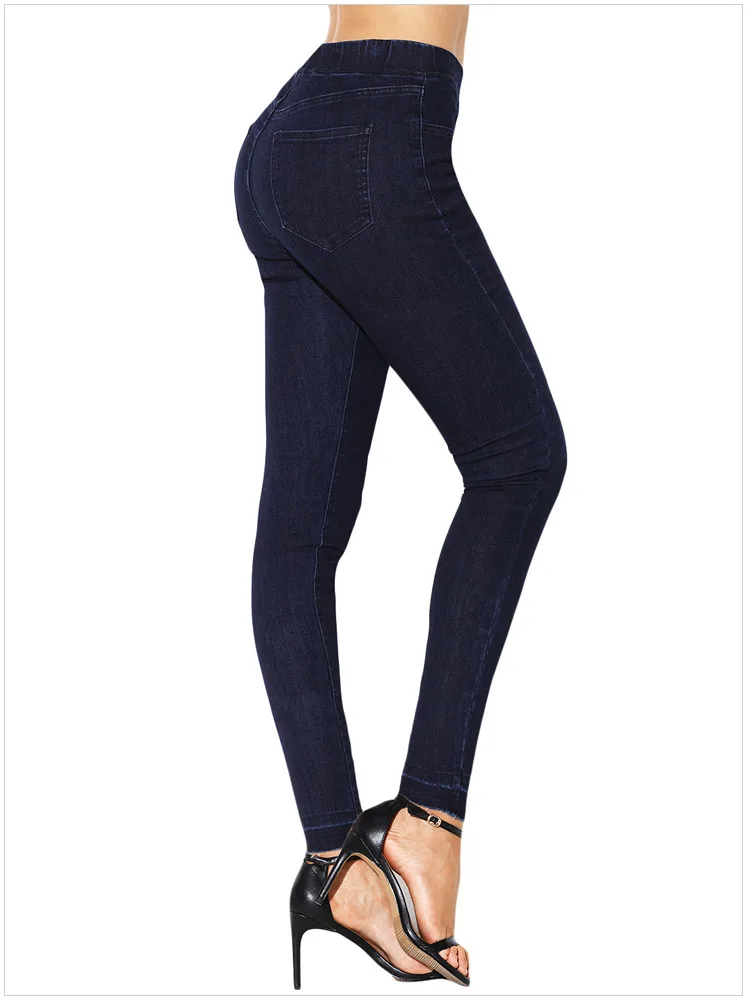 Fashion design pants navy Cobalt Blue black Elastic Waist Jeans Stretch Pants Women trousers Lady fashion jeans hot sale