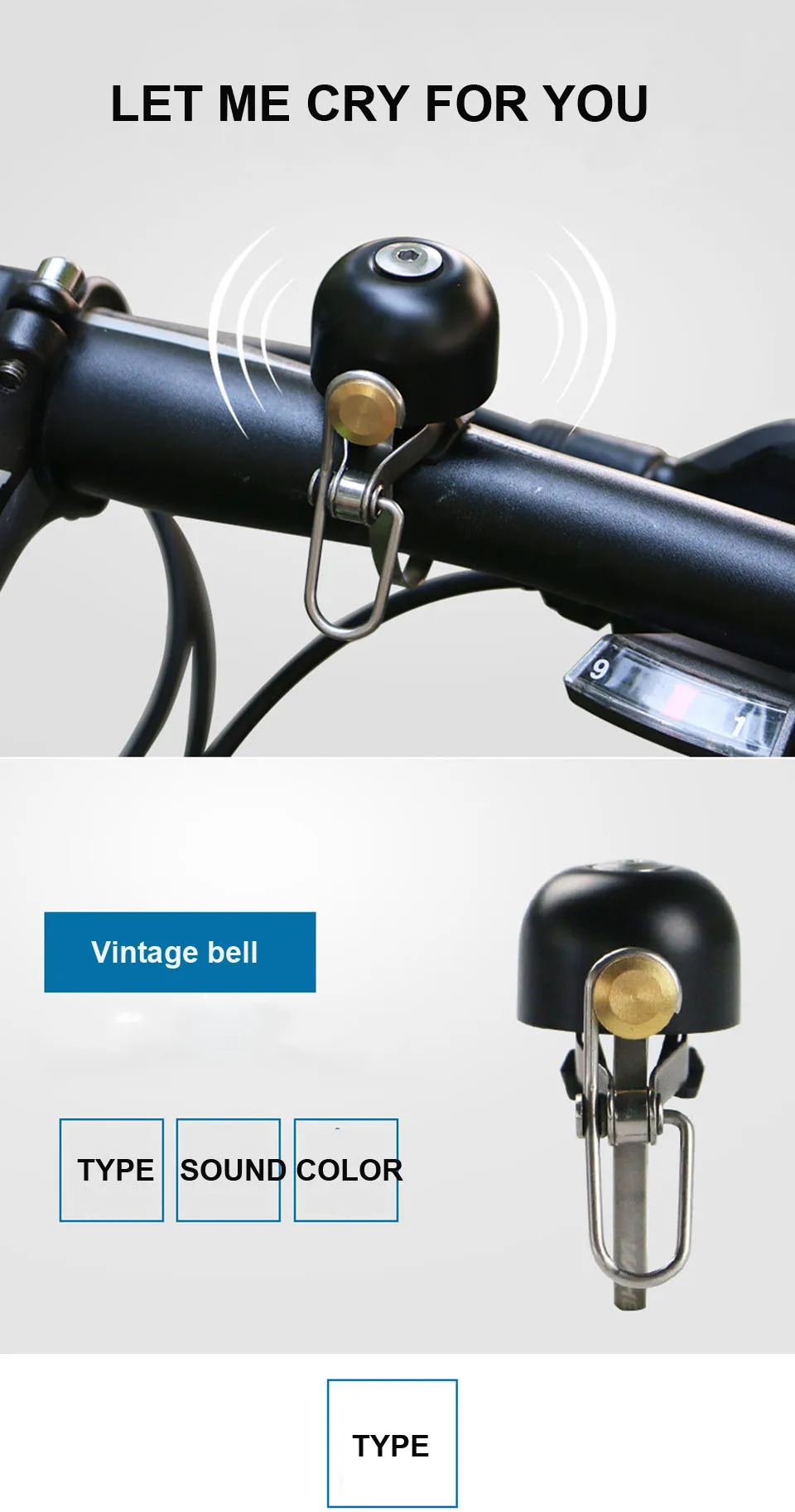 Black Compatible with Most 23mm Bike Bandlebars Mountain Bike Bells Shaboo Prints Bike Bells Loud Crisp Clear Sound Bicycle Bike Bell