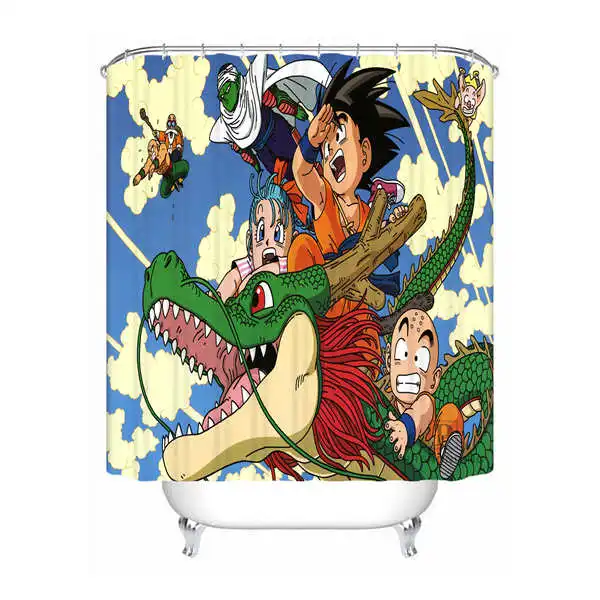 Shower Curtain Пользовательские водонепроницаемые занавески для душа Dragon Ball Z Goku и Gohan аниме@ 01 с принтом декора ванной комнаты различных размеров#180324-01-05 - Цвет: Shower Curtain