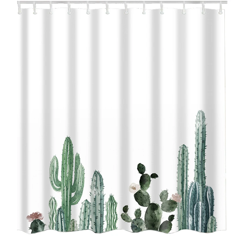 

Tropical Cactus Shower Curtain Polyester Fabric Bath Curtain for The Bathroom Decorations Printed Shower Curtains