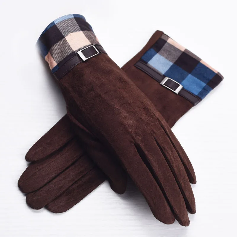 VIIANLES Suede Mittens Womens Winter Gloves Touched Screen Gloves Ladies Keep Warm Elegant Gifts Girls Glove Plaid Mittens