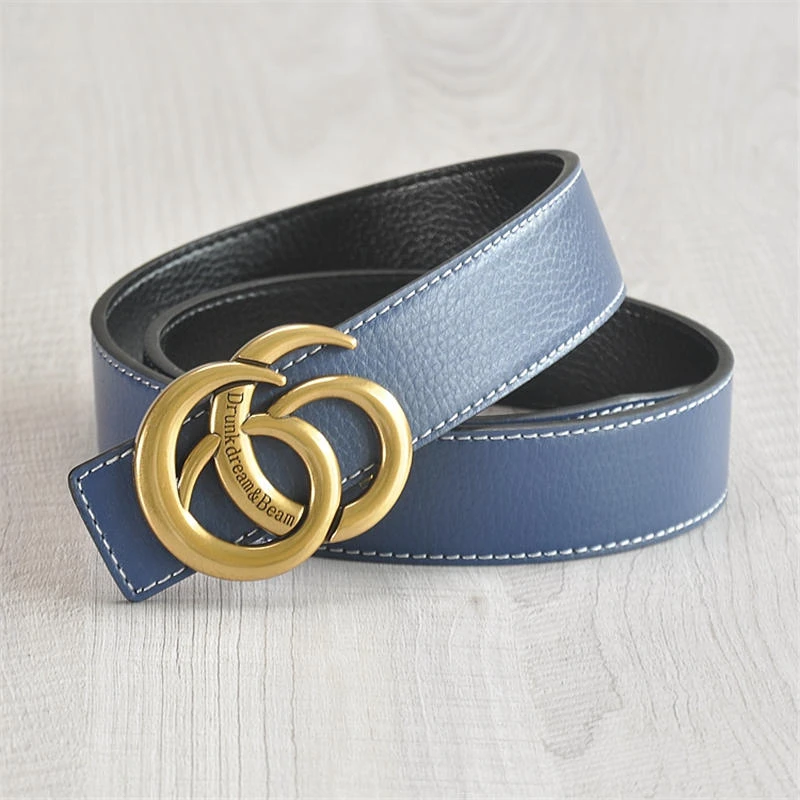 New Fashion Hot sales Lychee top layer cowhide Bronze buckle Style Real man business belt women leisure belt Free shipping
