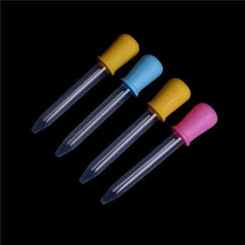 

5pcs Silicone Plastic Feeding Medicine Liquid Ear Eye Graduated Pipette Dropper 5ml for School Lab Supplies color random