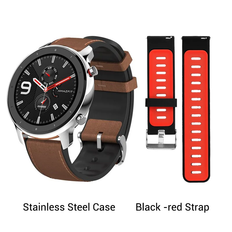 Оригинальные Смарт-часы Amazfit GTR 47 мм 1,3" AMOLED 454X454 экран 20 дней Срок службы батареи 5 АТМ водонепроницаемые gps умные спортивные часы - Цвет: Stainless n Strap