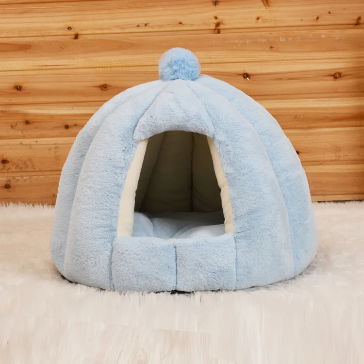 sky blue HEYPET Лежанка для питомца кошки домашний котенок домик теплый маленький для кошек собак гнездо складной Кот пещера милые спальные коврики зимние товары для собак - Цвет: sky blue