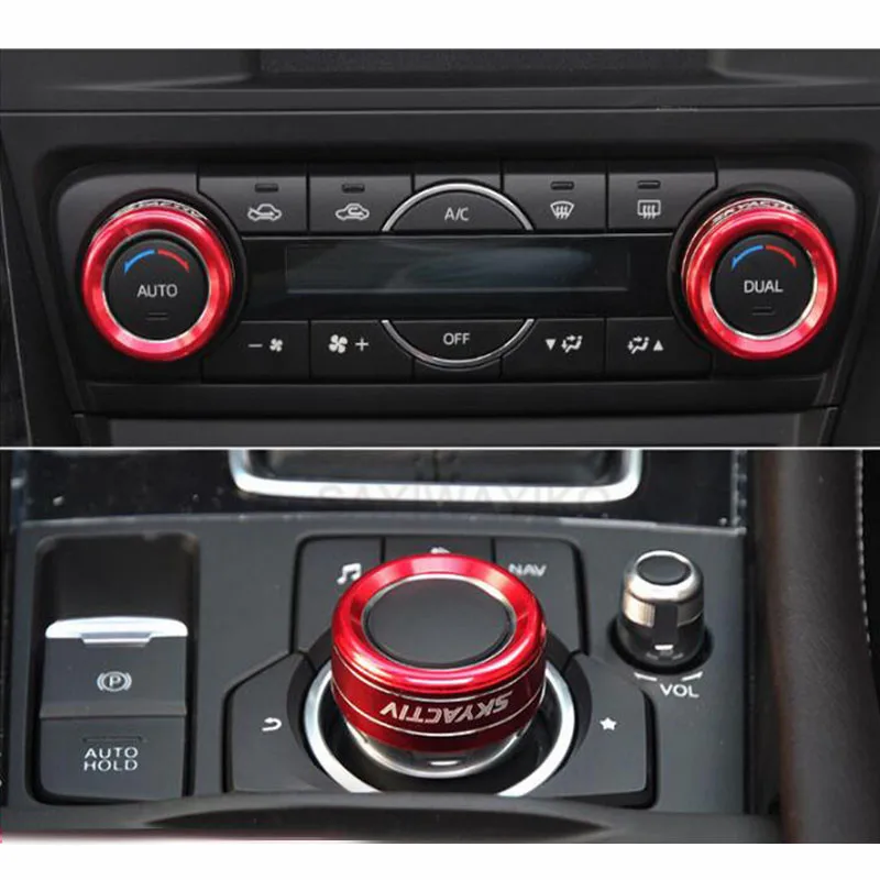 Aluminum AUX Media Control Air conditioner Cover Ring Trim For Mazda 3 AXELA MAZDA 6 ATENZA CX-3 CX-4 CX-5 CX-9 MX-5 car air conditioner trim strips