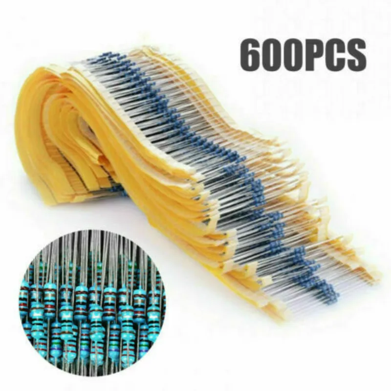 

600PCS 30 Values 1/4W 1% Metal Film Resistors Resistance Assortment Kit Set
