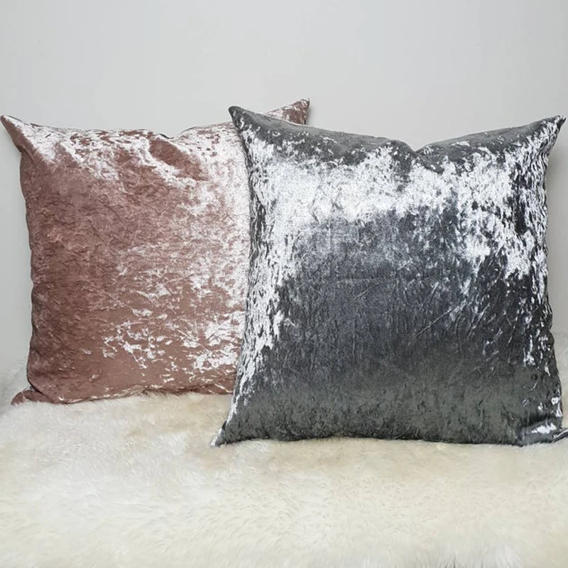Velvet Cushion Cover Crushed Pillow Cover Grey Decorative Pillows Luxury Kussenhoes Nordic Home Decor