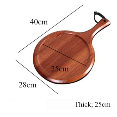 round-L40xD28cm Индивидуальный Логотип суши деревянный поднос с ручкой круглый поднос блюдо для пиццы Gourmet фото Декор тарелка для дома отеля - Цвет: round-L40xD28cm
