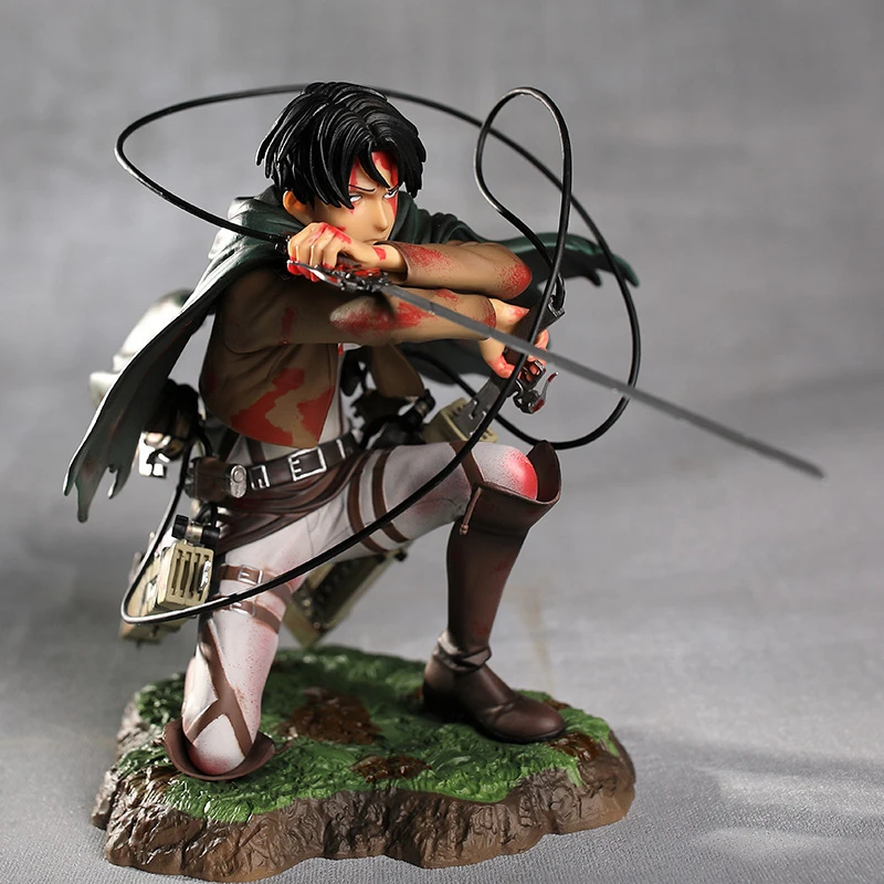 16 см Levi Battle Squatting Ver. Экшн-фигурка из ПВХ аниме атака на Титанов Ackerman Эрена Микаса