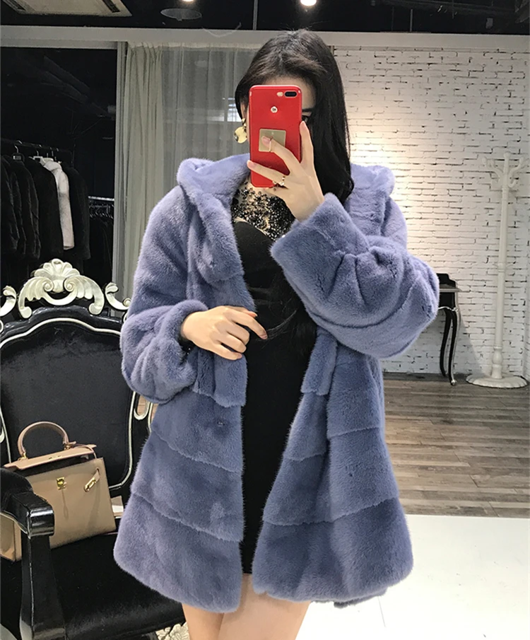 Норковая женская юбка на каждый день, пальто с капюшоном, зимняя Толстая теплая женская Норковая Меховая куртка