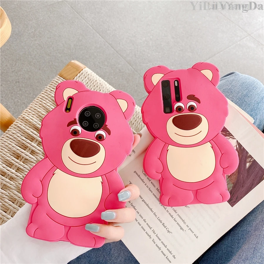 Милый мультяшный чехол для телефона с клубничным медведем Huawei nova 3 3i 4 5 Pro 5T 6 7 5G Y9 P