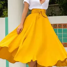 Autumn Winter elegant high waist women long skirt solid Pleated faldas mujer female solid loose jupe femme saia longa