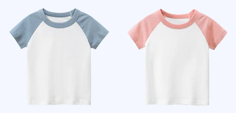 White Children T Shirt Kids Cotton Tops for Boys Girls Baby Summer Patchwork Clothes Child Casual Tees Blank T-Shirts 1-8 Years oversized t shirt	