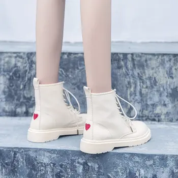 

2020 New Women White Boot Fashion Women Ankle Boots Botas Feminina Female Motorcycle Ankle Boots Women Botas Mujer