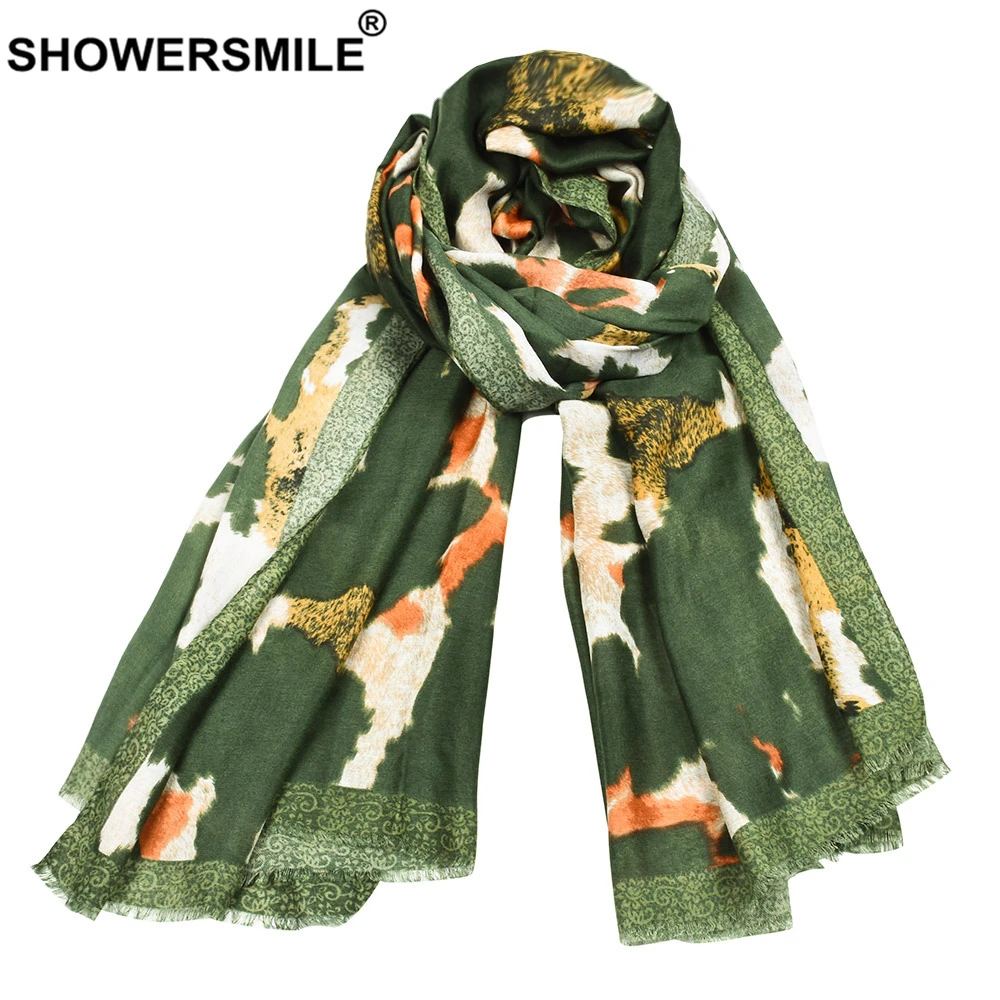 SHOWERSMILE Леопардовый шарф женские хлопковые льняные шарфы для женщин синие красные