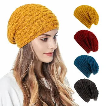 

Warm winter skullies beanies knitted Hat Women Brand High Quality Winter Women Ball Ski wool Fur Hat Poms Hats knitted scarf#3