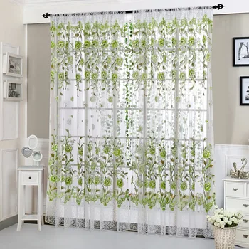 

House Office Fashion Window Curtain Flower Print Divider Tulle Voile Drape Panel Sheer Scarf Valances