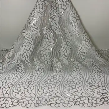 

New African Lace Fabric Embroidered Nigerian Tulle Lace Fabric High Quality French sequins Lace Fabric For Women A1736