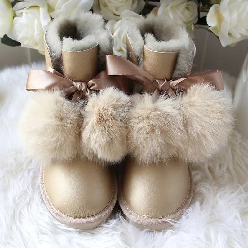MYLRINA/Новое поступление; классические женские ботинки в австралийском стиле; женские зимние ботинки из натуральной овечьей кожи с натуральным мехом; женская обувь - Цвет: BEIGE