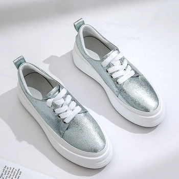 

Plus size 42 women's genuine leather platform flats sneakers leisure soft comfortable thick sole brogues casual shoese for women