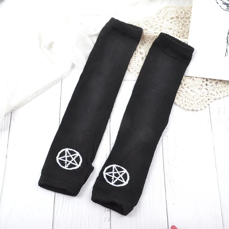 Black Goth Ninja Unisex Glove 2022 Fashion Women Man Fingerless Hipster Cool Basic Accessories Ullzang Moon Crescent Daisy Cross mens brown gloves