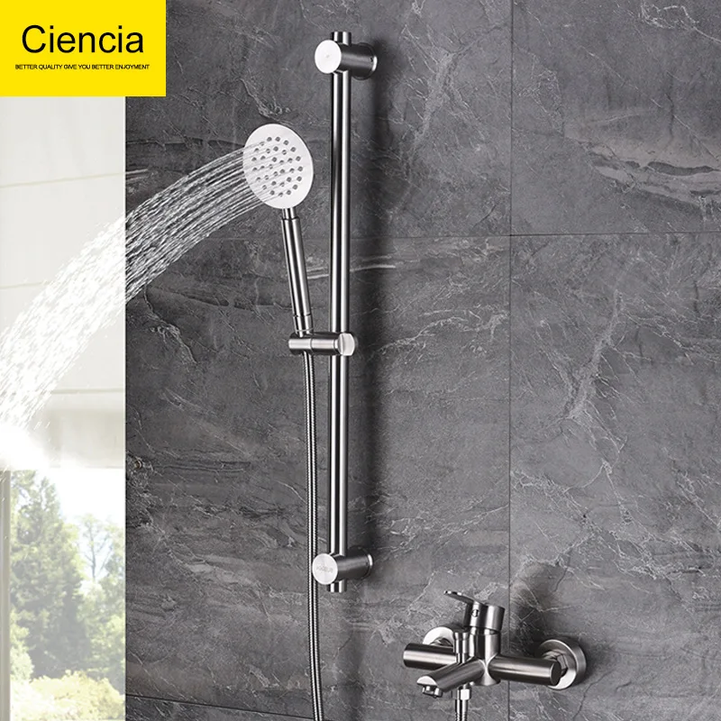 

304 Stainless Steel Brushed Shower Simplicity Set Cold Bathtub Faucet Bracket Set Shower Nozzle Ciencia